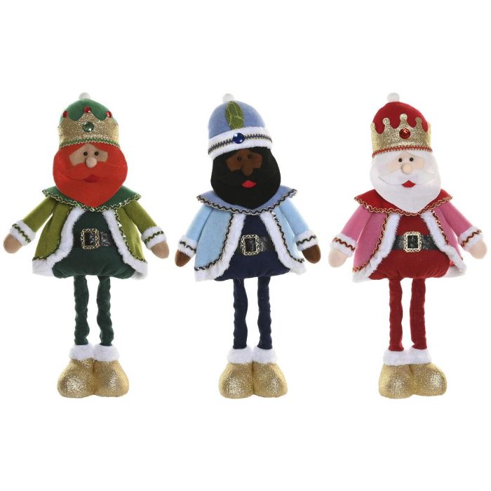 DKD Home Decor Figura Navidad Reyes Magos Extensible Poliéster Multicolor 15 x 66 x 30 cm (3 Unidades)