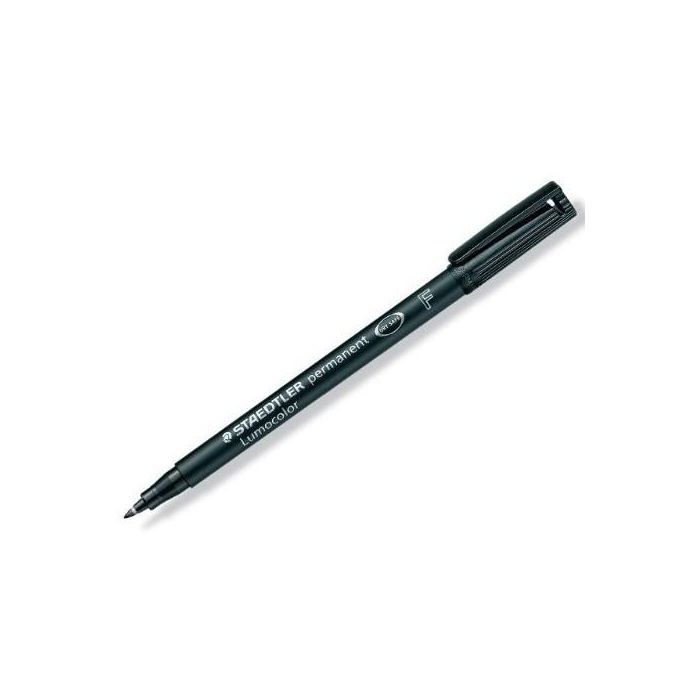 Staedtler Lumocolor Rotulador Permanente 318-9 Negro Punta Fina Redonda 0.6 mm para Retroproyección y Múltiples Superficies