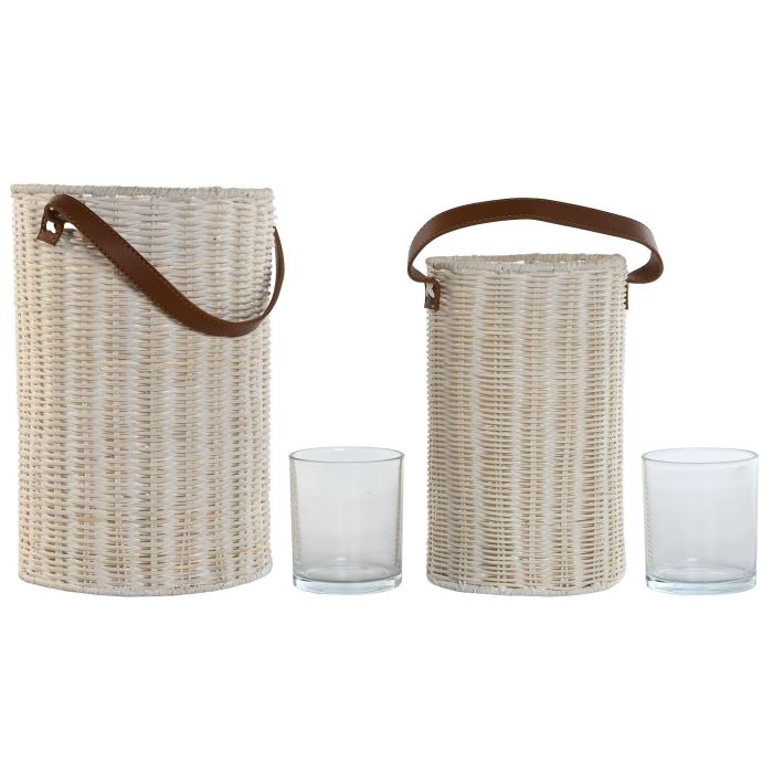 Portavela Alpino DKD Home Decor Crudo Marron 20 x 30 x 20 cm Set de 2 2 Portavela Alpino DKD Home Decor Crudo Marron 20 x 30 x 20 cm Set de 2 2