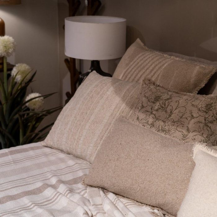 Cojín Beige Oscuro Algodón-Poliéster 50 X 30 cm