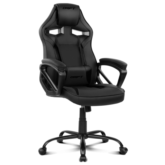 Drift DR50 Silla Gaming PC Acolchada con Reposabrazos, Pistón Clase 4, Ergonómica, Cojines Lumbar y Cervical, Negra Drift DR50 Silla Gaming PC Acolchada con Reposabrazos, Pistón Clase 4, Ergonómica, Cojines Lumbar y Cervical, Negra