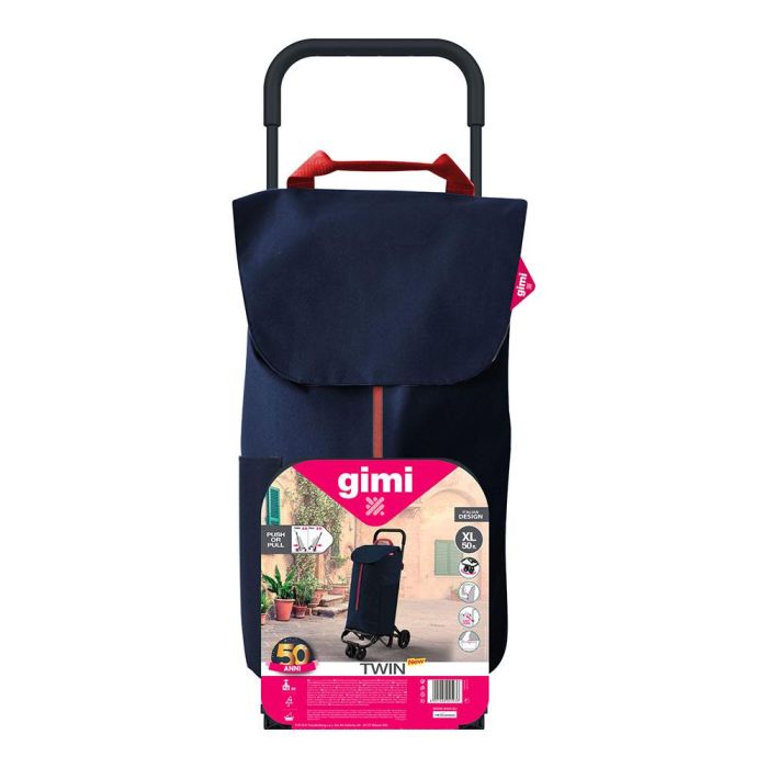 Gimi Carro de la Compra Twin Azul 50L 154320 Doble Uso 4 Ruedas/2 Ruedas Poliéster 1