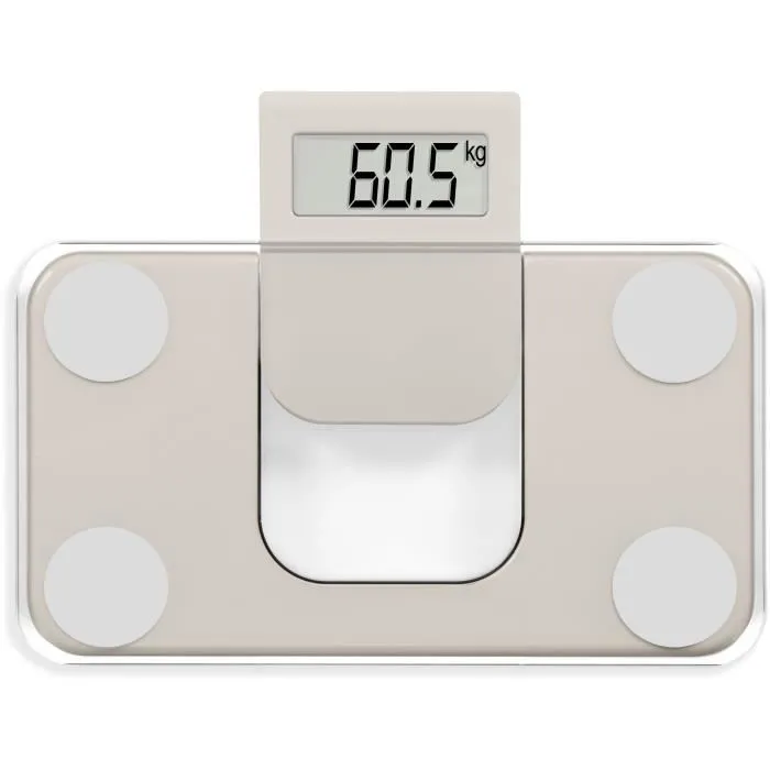 Livoo DOM532C Minibáscula Electrónica hasta 180 kg con Pantalla LCD y Cristal Templado Color Crema 1