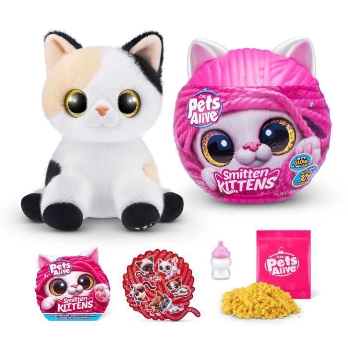 Peluches Interactivos - ZURU - Smitten Kittens S1 - 8 gatitos para coleccionar con sonidos y biberón 1