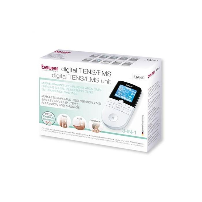 Beurer Electroestimulador TENS/EMS 4 Electrodos - Alivio del Dolor, Fortalecimiento Muscular y Masaje Relajante - Ref: 1 2 Beurer Electroestimulador TENS/EMS 4 Electrodos - Alivio del Dolor, Fortalecimiento Muscular y Masaje Relajante - Ref: 1 2