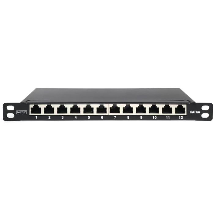 DIGITUS Cat.6A Slim Patchpanel.geschirmt.12-Port.0.5HE.10"sw 1 DIGITUS Cat.6A Slim Patchpanel.geschirmt.12-Port.0.5HE.10"sw 1