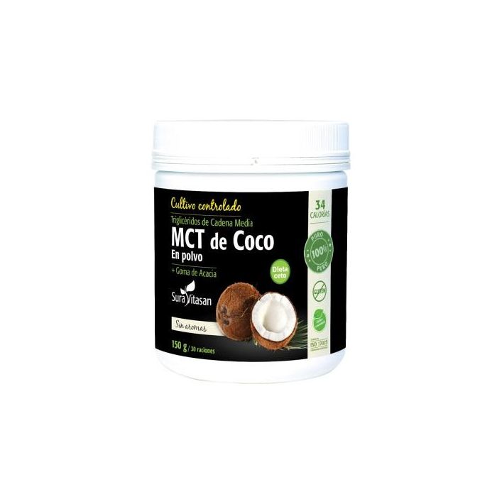 SURA VITASAN MCT de Coco en Polvo 150g - Fácil digestión, ideal para dieta keto