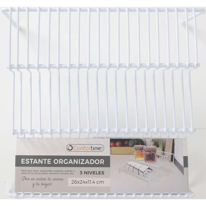 Estante 3 niveles metal blanco 26x24x11.4 cm - Confortime (12 Unidades) 1 Estante 3 niveles metal blanco 26x24x11.4 cm - Confortime (12 Unidades) 1