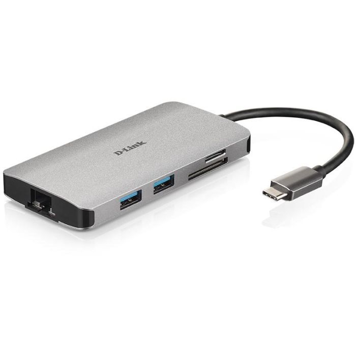 D-Link Hub USB-C DUB-M810 8 Puertos con HDMI 4K, 3x USB 3.0, SD/microSD, Gigabit Ethernet, Suministro de Energía 100W, Gris Aluminio 1 D-Link Hub USB-C DUB-M810 8 Puertos con HDMI 4K, 3x USB 3.0, SD/microSD, Gigabit Ethernet, Suministro de Energía 100W, Gris Aluminio 1