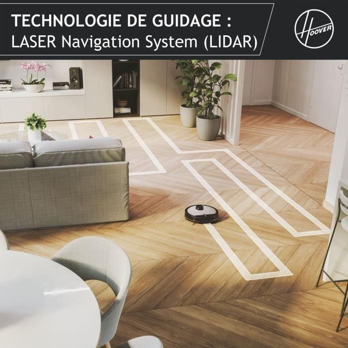 Robot aspirador en seco Hoover HG510D - WiFi - Navegación láser - Cepillo XL - Autonomía 90min - Potente - Ultra silencioso 68 dBA 1 Robot aspirador en seco Hoover HG510D - WiFi - Navegación láser - Cepillo XL - Autonomía 90min - Potente - Ultra silencioso 68 dBA 1