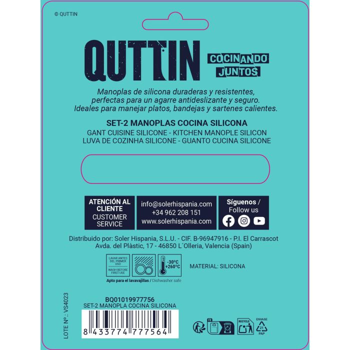 Set de 2 manoplas de cocina en silicona Quttin (24 Cajas) 6