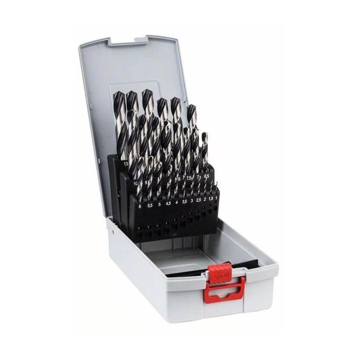 Bosch 1.013.0 Brocas Helicoidales HSS PointTeQ para Metal, 25 piezas, 1-13mm, para Taladro y Acero Fundido 0 Bosch 1.013.0 Brocas Helicoidales HSS PointTeQ para Metal, 25 piezas, 1-13mm, para Taladro y Acero Fundido 0