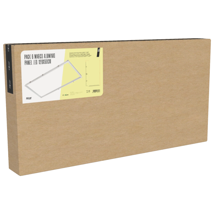 BX3 Light Pack de 6 Marcos de Aluminio para Panel LED 1200x600 mm - BX3-AF-1200x600 - Compatible con Paneles de 120x60 cm, Acabado Profesional