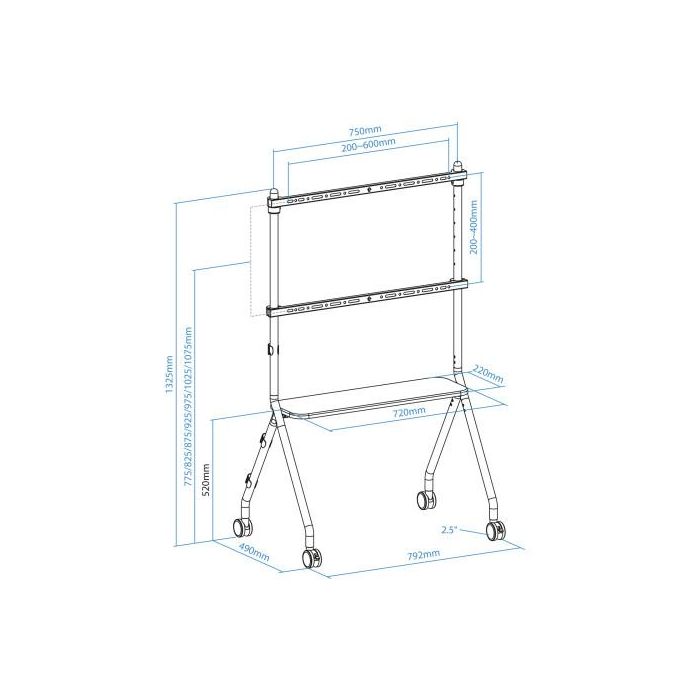 Soporte de Suelo con Ruedas TooQ iLOVE FS20207M-W para TV de 49-80"/ hasta 50kg 7