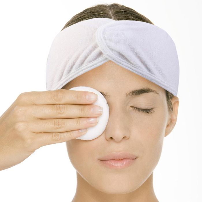 Cosmetic Club Banda De Maquillaje Para Maquillarse Y Eliminar Maquillaje Con Cierre De Velcro Colores Surtidos Rosa Palo Blanco 1