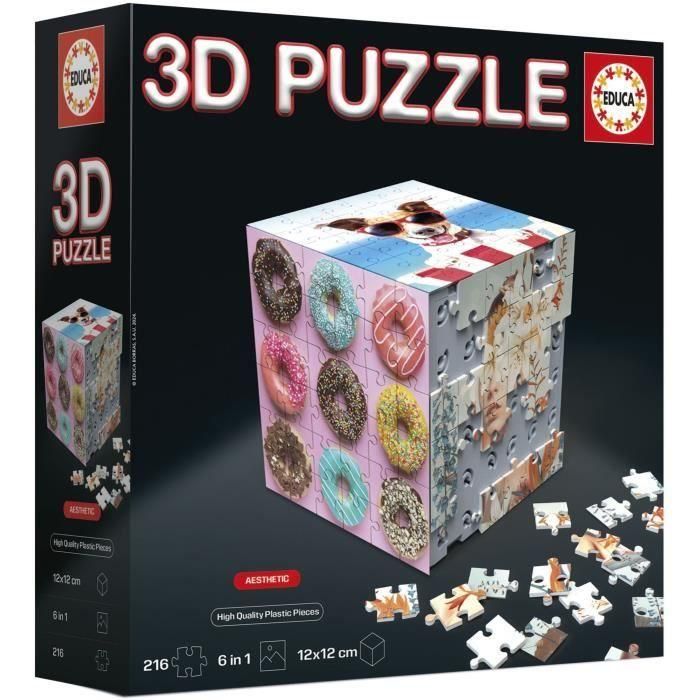 Educa Borrás Puzzle Cubo 3D Animales 6 en 1, 216 Piezas, 20125 3