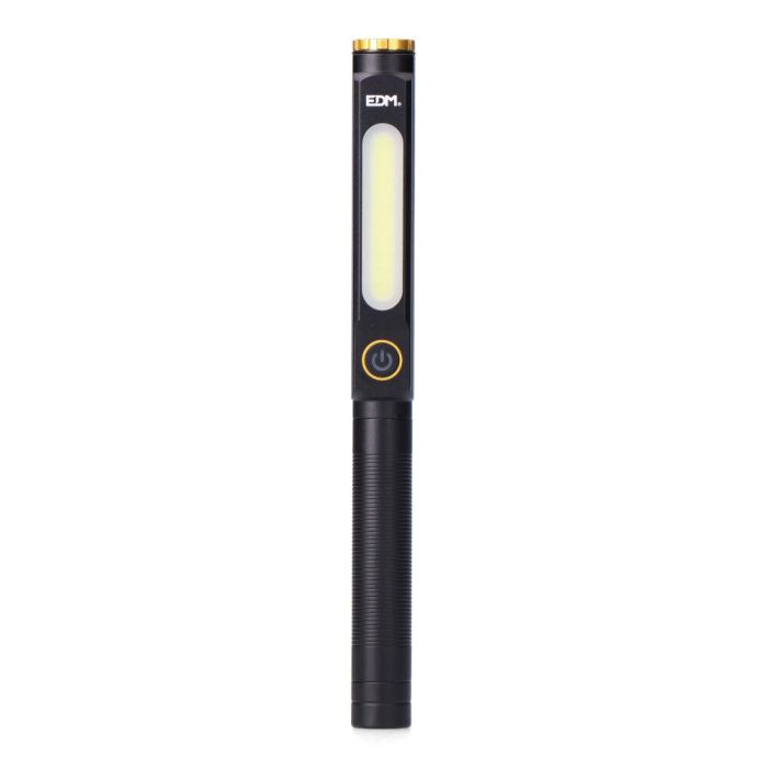 Edm Linterna de trabajo spot 5W / COB 8W, aluminio, IP44, 6500K, 200-500 lm, batería litio, USB tipo C, imán y clip Edm Linterna de trabajo spot 5W / COB 8W, aluminio, IP44, 6500K, 200-500 lm, batería litio, USB tipo C, imán y clip