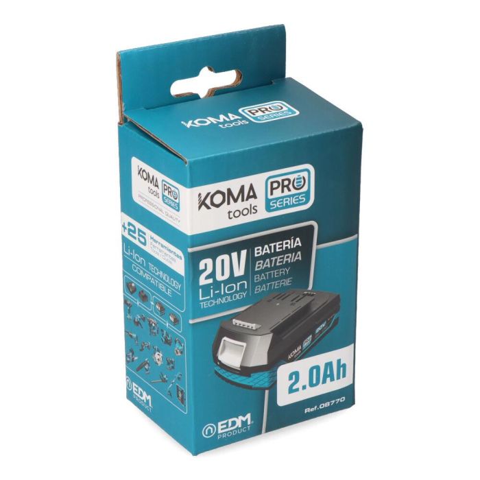 Koma Tools 20v-b2 Batería Li-ion 20V 2.0Ah con Indicador de Carga y Protección Antigolpes para Pro Series One For All 2