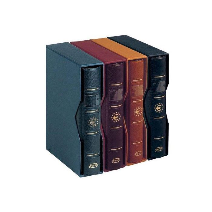 Album De Monedas Pardo 4 Anillas Euro Con Cajetin Marron