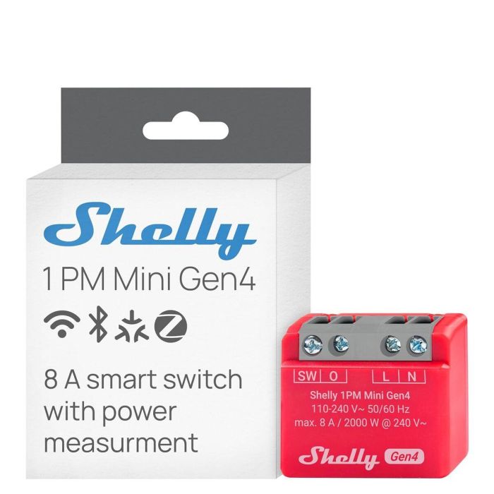 Shelly Relais 1PM Mini Gen4 WLAN BT Matter Zigbee Messfunktion max 8A 1 Kanal Unterputz 18
