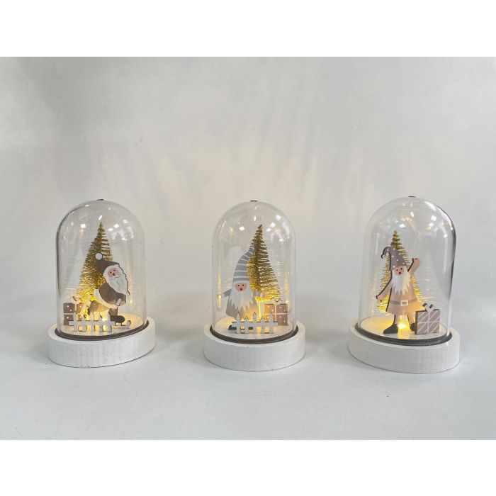 DKD Home Decor Decoración Luminosa Navidad Fantasía LED Cristal Surtido Colores Blanco Dorado Rosa Gris 9x13x9 cm (12 Unidades) 1