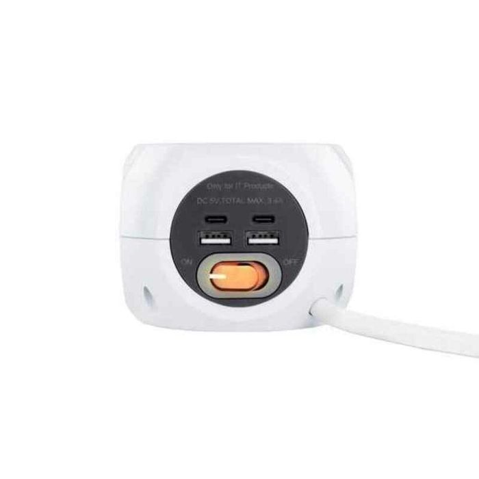 Regleta Enchufes 3 Tomas con Interruptor NANOCABLE 10.37.0001 Blanco 2