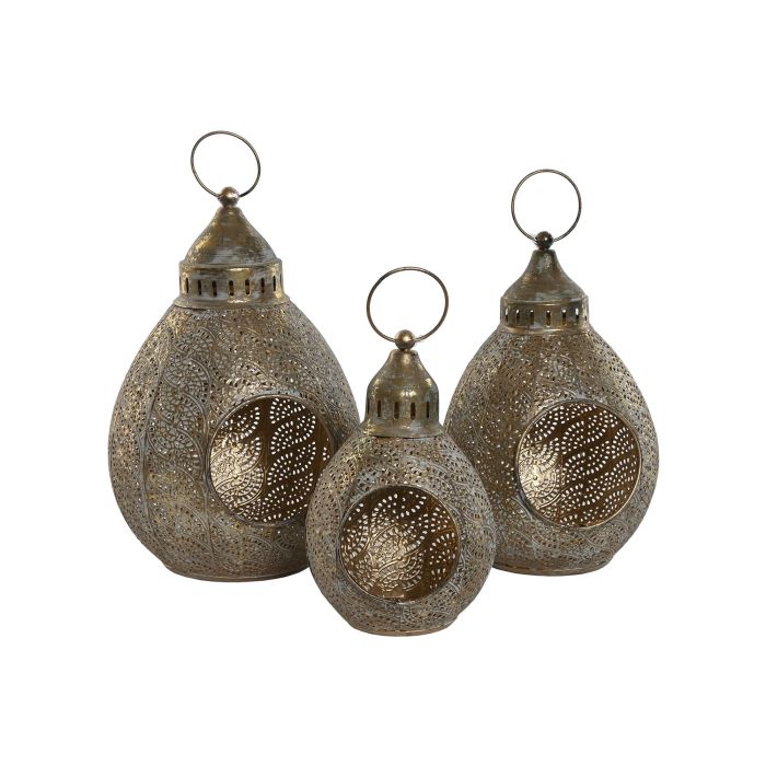 Portavela Arabe DKD Home Decor Dorado 23 x 34 x 23 cm Set de 3 3 Portavela Arabe DKD Home Decor Dorado 23 x 34 x 23 cm Set de 3 3