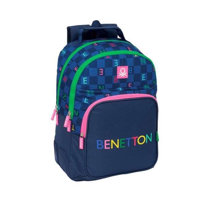 Mochila Escolar Benetton Damero Azul marino 32 x 42 x 15 cm 0 Mochila Escolar Benetton Damero Azul marino 32 x 42 x 15 cm 0