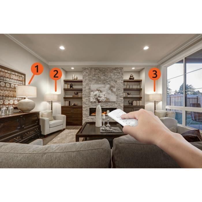 GAO AUC1697019356009 Kit 3 mini enchufes con mando a distancia + Mando a distancia, 230V, Blanco 1