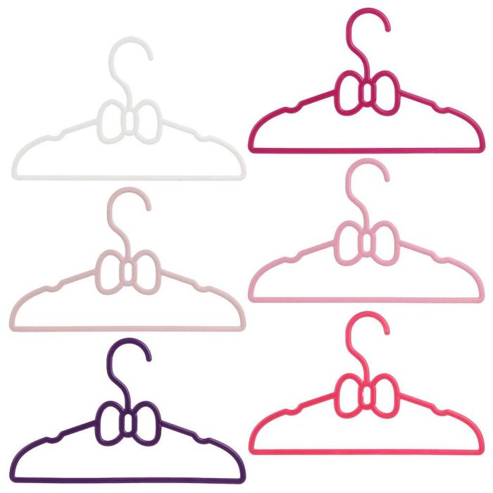 Home Deco Kids Juego De 6 Perchas Infantiles Con Modelos Surtidos: Corazones, Lazos, Coches, Nubes, Con Barra Inferior Y Muescas Laterales - 28x0,5x17 Cm 3