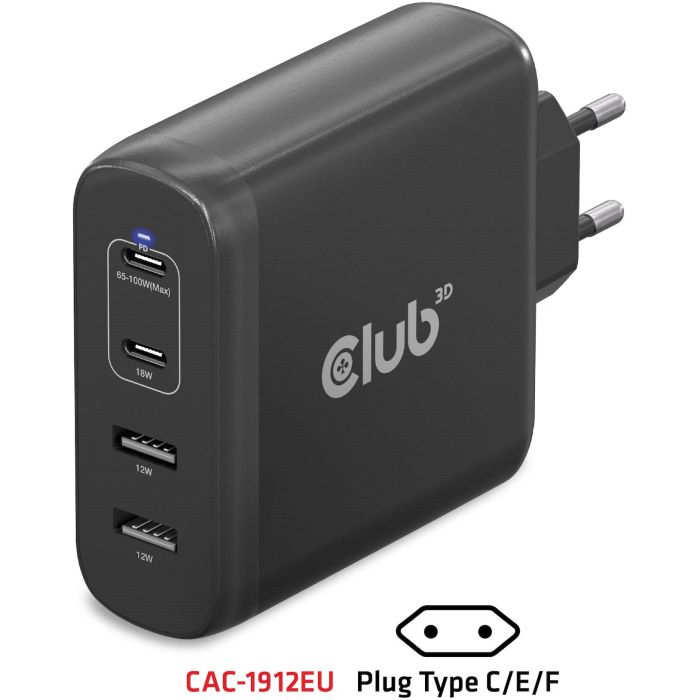 Club3D Ladegerät 2xUSB Typ C. 2xUSB Typ A. PD 100W. GaN retail 1 Club3D Ladegerät 2xUSB Typ C. 2xUSB Typ A. PD 100W. GaN retail 1