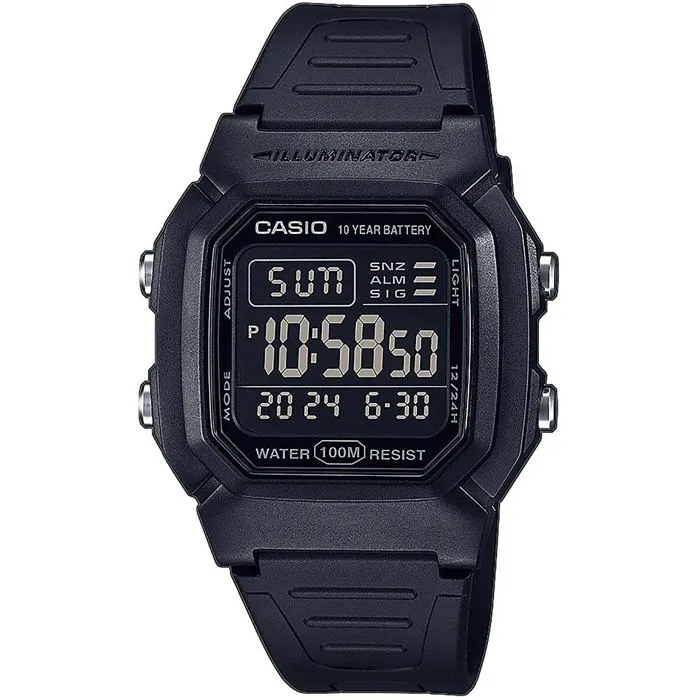 Casio Reloj W-800H-1BVES con Iluminación LED, Cronómetro, Resistencia al Agua 10 Bar