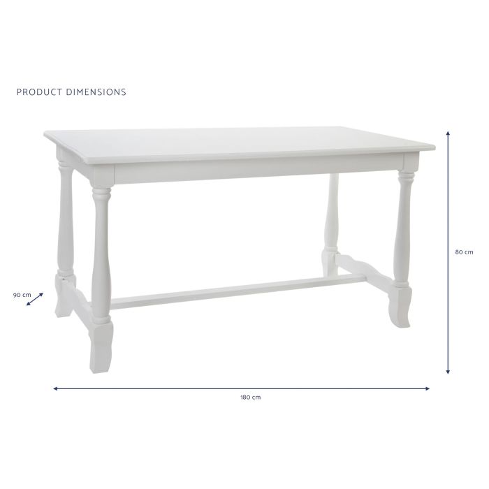 DKD Home Decor Mesa Comedor Menorca Tradicional Romantico Blanco 180 x 90 x 80 cm 4