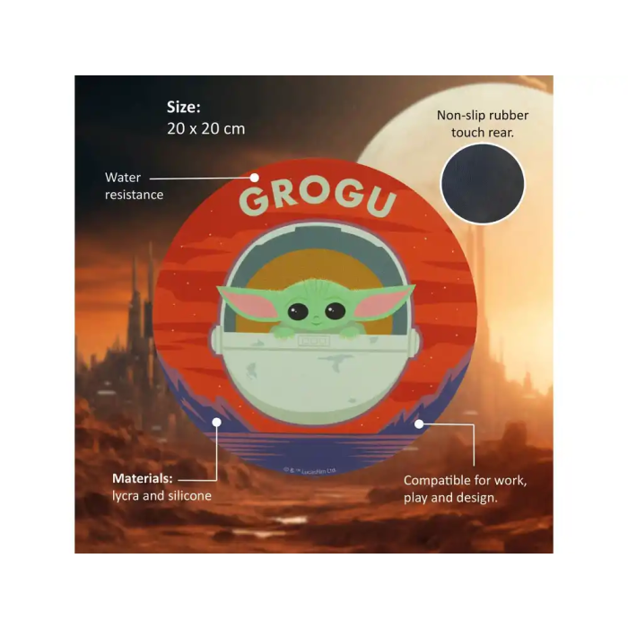 Wondee Alfombrilla de Ratón Redonda Grogu Mandalorian Antideslizante 200 mm Control Preciso Cómoda Lavable 2