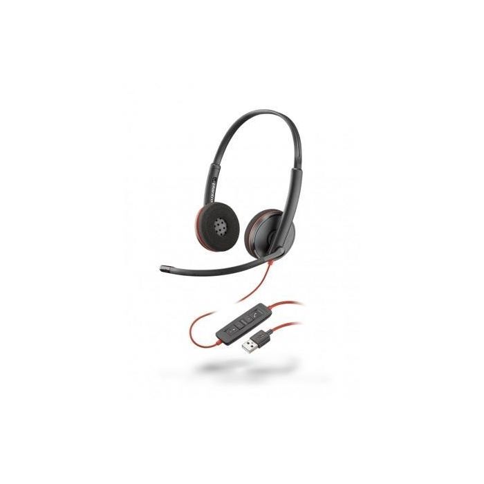 HP Auriculares Blackwire C3220 Diadema Biaural Estéreo Micrófono Control de Volumen Cable USB-A Negro
