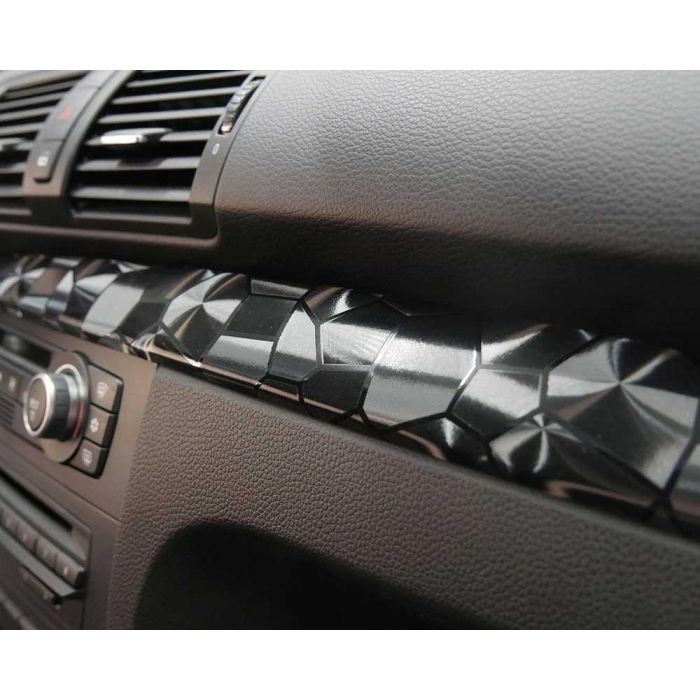 Foliatec FO3175 Lámina Adhesiva 3D Autoadhesiva para Interior de Coche Diseño Hexágono Irregular Cockpit Universal Cortable 1