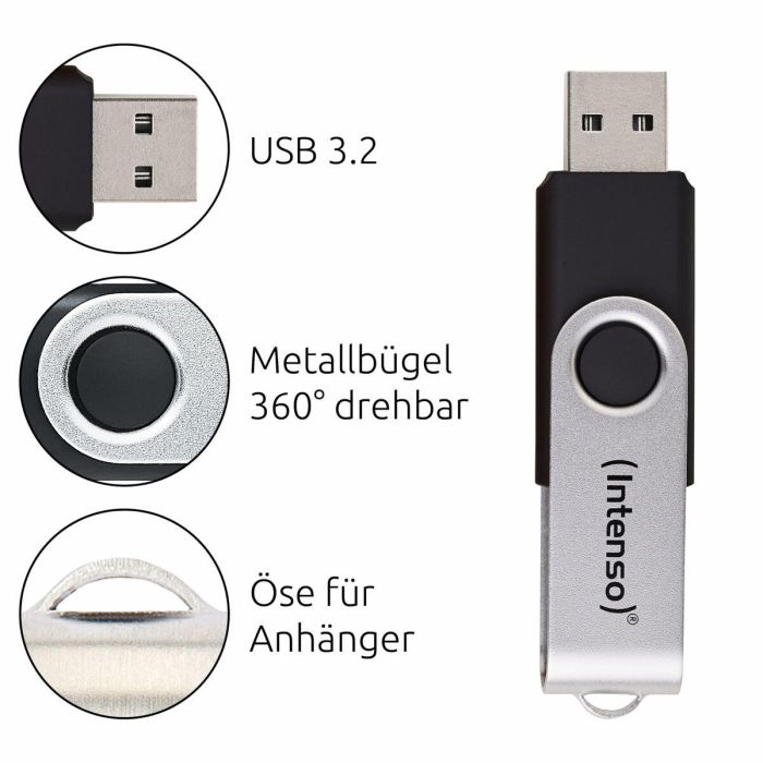 Memoria USB INTENSO Office Line 64GB USB-A 3.2 64 GB Negro 6 Memoria USB INTENSO Office Line 64GB USB-A 3.2 64 GB Negro 6