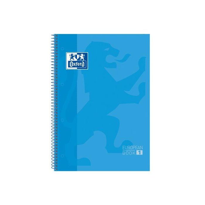 Oxford Bloc Espiral European Book DIN A4+ 80 Hojas Cuadrícula 5mm Tapa Extradura Turquesa