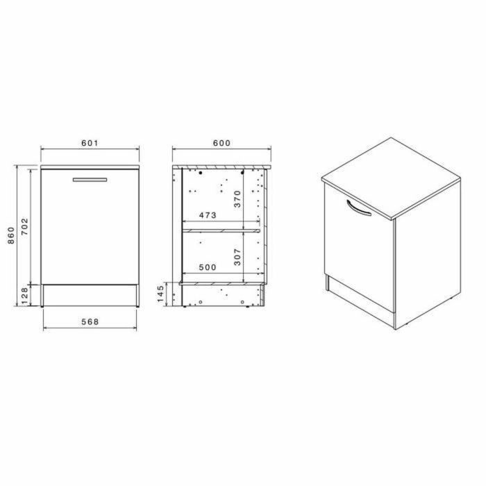 Oslo muebles bajos 1 puerta + tableta + plan - decoración blanca mate - l 60 x d 60 x h 86 cm 1