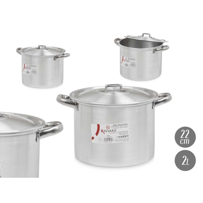 Olla de Aluminio Kinvara 22 cm 6 L - Plata, Apta Gas/Horno/Lavavajillas (6 Unidades) Olla de Aluminio Kinvara 22 cm 6 L - Plata, Apta Gas/Horno/Lavavajillas (6 Unidades)