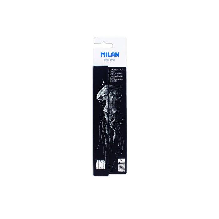 Lapices Milan Dibujo Mina Gruesa 4Mm Blancos Estuche De 3