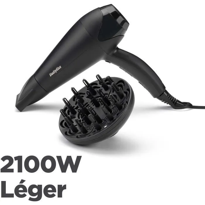 Babyliss Secador de Pelo Power Dry D563DE - 2100W - Motor DC - Secador Profesional con Difusor y Concentrador 1