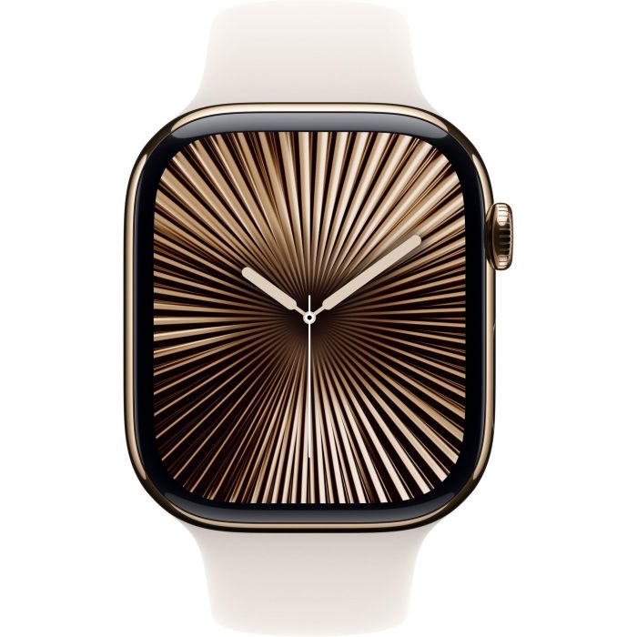 Apple Watch Series 10 GPS + Cellular 46mm Gold Titanium Case con Starlight Sport Band 1 Apple Watch Series 10 GPS + Cellular 46mm Gold Titanium Case con Starlight Sport Band 1
