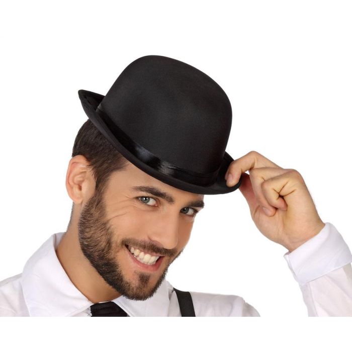 Bombín Rígido Negro Elegante Años 20 Polyester Adulto