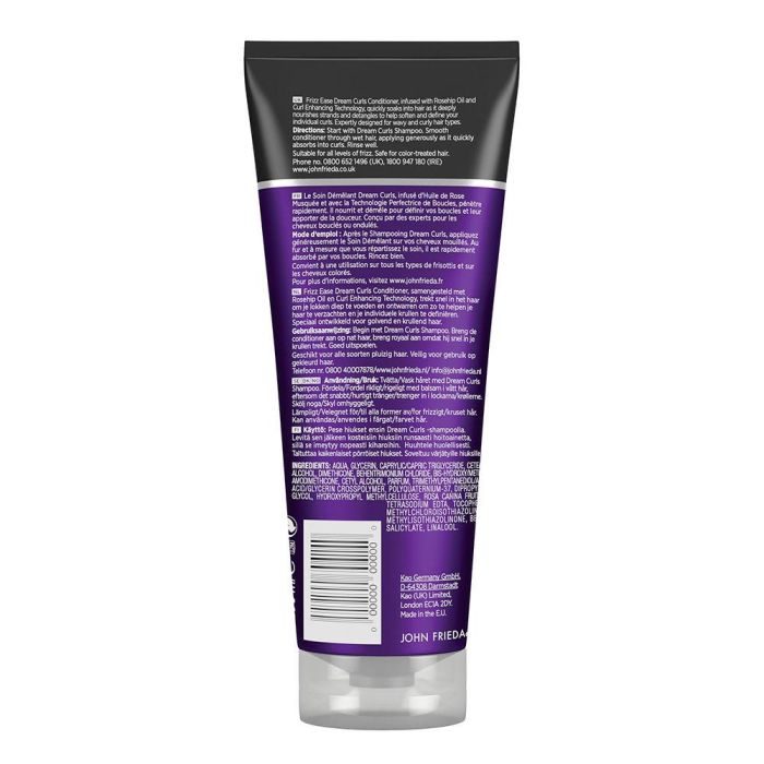 John Frieda FRIZZ-EASE Acondicionador Rizos de Ensueño para Cabello Rizado, Hidratante, Nutritivo, 250 ml 1 John Frieda FRIZZ-EASE Acondicionador Rizos de Ensueño para Cabello Rizado, Hidratante, Nutritivo, 250 ml 1