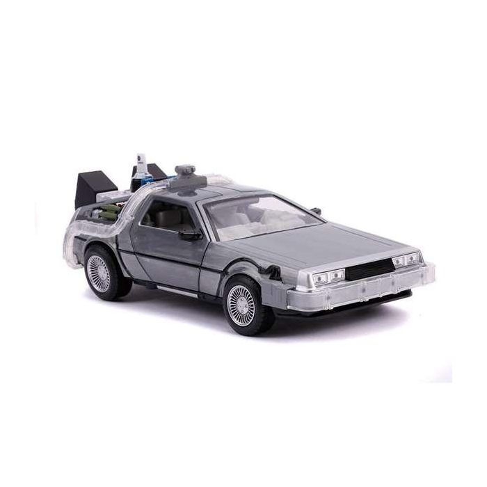 Coche de metal dlorean regreso al futuro ii con luz escala 1:24 30x15x11 cm 8