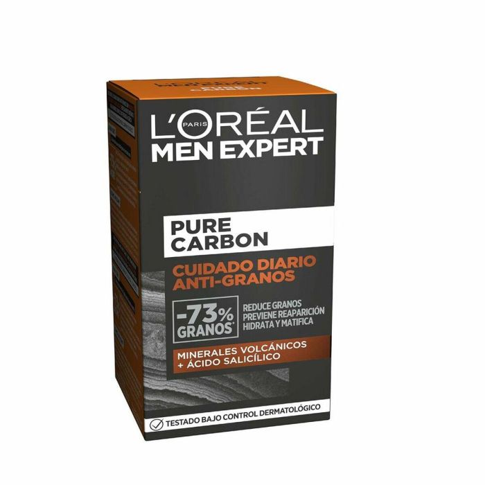 L'Oréal Paris Men Expert Pure Charcoal Cuidado Diario Antigranos Tratamiento Acné, Poros y Puntos Negros Hidratante Matificante 50 ml 1 L'Oréal Paris Men Expert Pure Charcoal Cuidado Diario Antigranos Tratamiento Acné, Poros y Puntos Negros Hidratante Matificante 50 ml 1