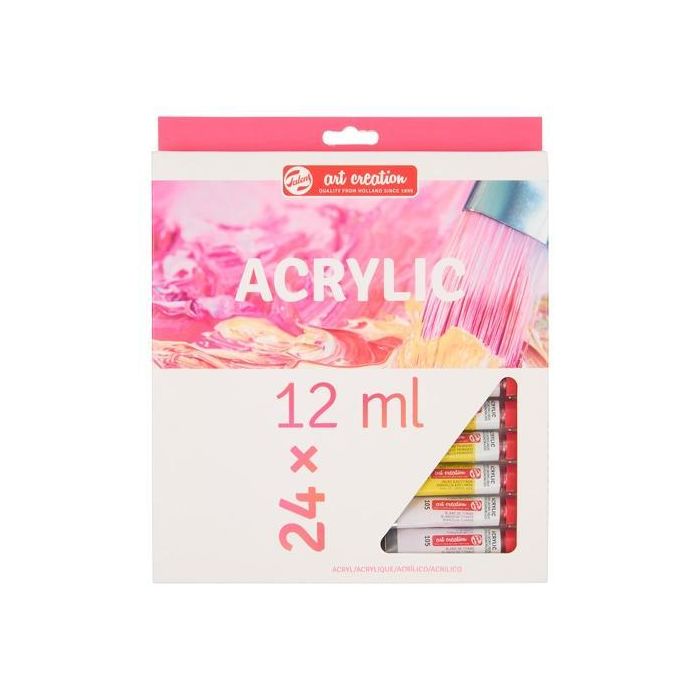 Talens Art Creation Set Pintura Acrílica Tubos 12 mL x 24 Unidades Colores Surtidos Estuche Calidad Fiable Secado Rápido