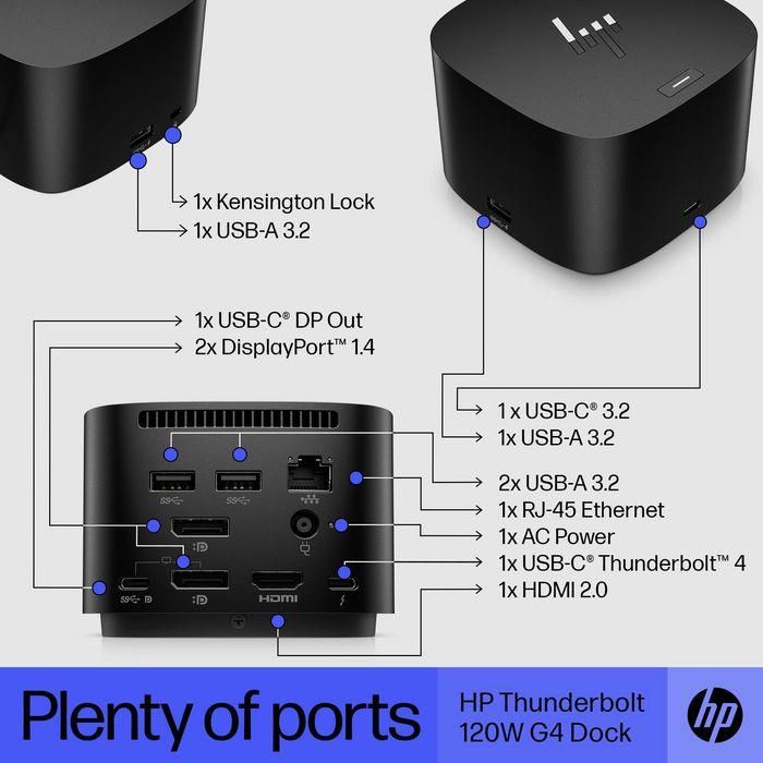 HP ZBook Thunderbolt Dock G4 120W Base de Acoplamiento Alámbrico Thunderbolt 4 Negro Puertos USB HDMI DisplayPort Ethernet Kensington 12 HP ZBook Thunderbolt Dock G4 120W Base de Acoplamiento Alámbrico Thunderbolt 4 Negro Puertos USB HDMI DisplayPort Ethernet Kensington 12