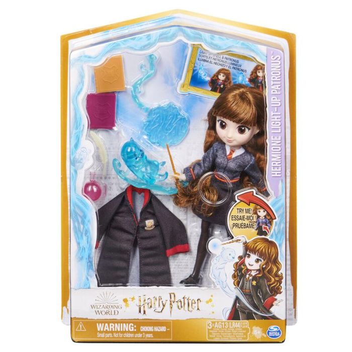 SPIN MASTER Muñeca Hermione Harry Potter Wizarding World con Efectos Patronus, 22,86cm, con accesorios